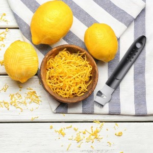 Citrus Zester Tool With Channel Knife Citrus Peeler, Non-Slip Handle, Black