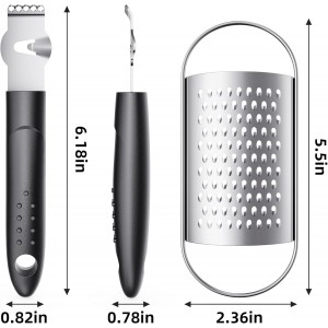 Citrus Zester Tool With Channel Knife Citrus Peeler, Non-Slip Handle, Black