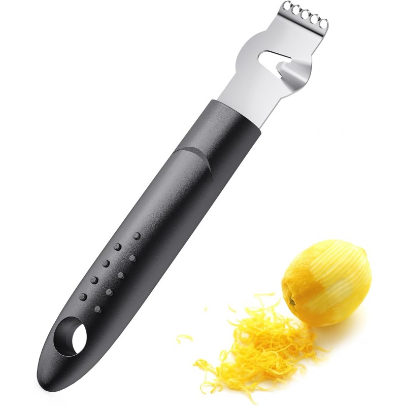 Citrus Zester Tool With Channel Knife Citrus Peeler, Non-Slip Handle, Black