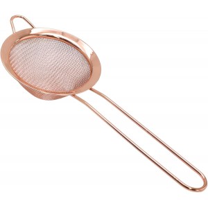 Small Fine Mesh Strainer, Stainless Steel Cocktail Sieve Mini Strainer for Cocktails, Tea, Herbs, Drinks and Coffee, Small Sifter with Handle (Rose Gold)