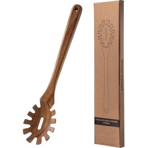LEHAHA Wooden Pasta Spoon with Teeth Spa...