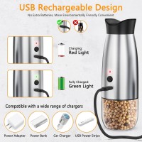 Electric Salt and Pepper Grinder Set, Rechargeable Automatic Pepper Mill Grinder with LED House Warming Gifts New Home, USB Adjustable Coarseness shakers, One-Hand Operation for Kitchen Appliances