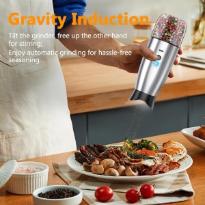 Electric Salt and Pepper Grinder Set, Rechargeable Automatic Pepper Mill Grinder with LED House Warming Gifts New Home, USB Adjustable Coarseness shakers, One-Hand Operation for Kitchen Appliances