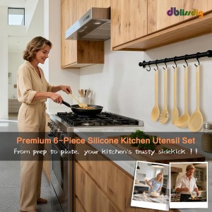 Silicone Kitchen Cooking Utensils Set of 6, Non-Stick Food Grade Silicone Cooking Utensils Set, Heat Resistant, Non-Toxic, Ergonomic Designed, Dishwasher Safe Kitchen Utensils for Nonstick Cookware