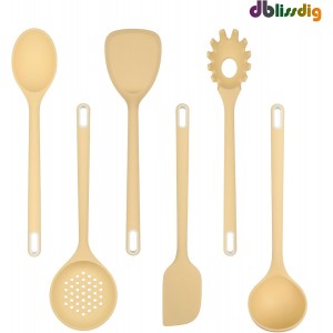 Silicone Kitchen Cooking Utensils Set of 6, Non-Stick Food Grade Silicone Cooking Utensils Set, Heat Resistant, Non-Toxic, Ergonomic Designed, Dishwasher Safe Kitchen Utensils for Nonstick Cookware