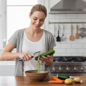 Vegetable Apple Peelers for kitchen, Fruit, Carrot, Veggie, Potatoes Peeler, with Ergonomic Non-Slip Handle Sharp Blade Good Sturdy With Julienne Function, (2-in-1)