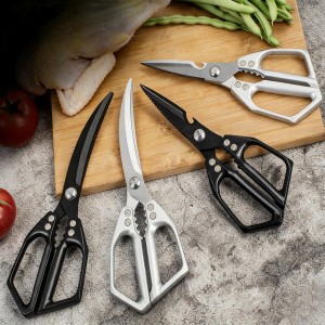 2-Piece Heavy Duty Kitchen Scissors Professional Stainless Steel Meat & Poultry Shears for Cutting Chicken Bones with Ergonomic Comfort Grip, Dishwasher Safe Cooking Scissors for Kitchen & BBQ Black