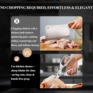 2-Piece Heavy Duty Kitchen Scissors Professional Stainless Steel Meat & Poultry Shears for Cutting Chicken Bones with Ergonomic Comfort Grip, Dishwasher Safe Cooking Scissors for Kitchen & BBQ Black