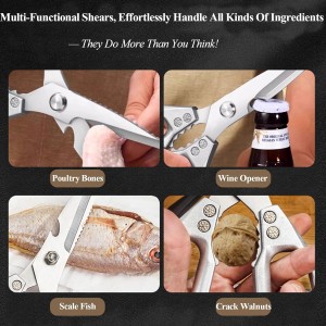 2-Piece Heavy Duty Kitchen Scissors Professional Stainless Steel Meat & Poultry Shears for Cutting Chicken Bones with Ergonomic Comfort Grip, Dishwasher Safe Cooking Scissors for Kitchen & BBQ Black