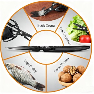 2-Piece Heavy Duty Kitchen Scissors Professional Stainless Steel Meat & Poultry Shears for Cutting Chicken Bones with Ergonomic Comfort Grip, Dishwasher Safe Cooking Scissors for Kitchen & BBQ Black