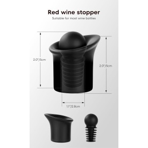 4pcs Black Wine Stopper，Red Wine Saver for Red Wine, Baijiu and Champagne with Filtration Pouring Function