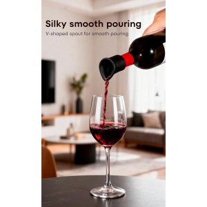 4pcs Black Wine Stopper，Red Wine Saver for Red Wine, Baijiu and Champagne with Filtration Pouring Function