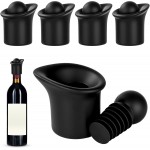 4pcs Black Wine Stopper，Red Wine Saver for Red Wine, Baijiu and Champagne with Filtration Pouring Function
