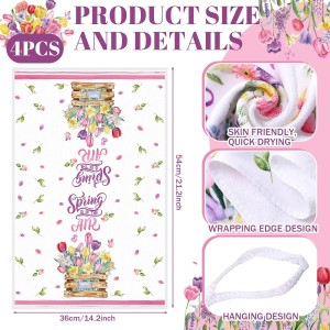 12 Pcs Spring Kitchen Towels Pot Holders and Oven Mitts Set 4 Tulip Dish Towels 4 Flower Oven Mitts 4 Floral Plant Potholders for Xmas Dish Baking Decorative