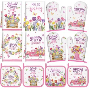 12 Pcs Spring Kitchen Towels Pot Holders...