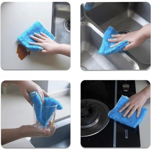 Natural Bamboo Fiber Small Dishcloths 6-Pack Reuseable Cleaning Cloths Quick Dry Easy to Clean Kitchen Dish Towel,Double-Layer Thickened Design, Absorbent, Washable, Long-Lasting，9 x 7 Inches