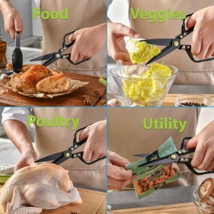 Kitchen Scissors - Heavy Duty Kitchen Shears with Stainless Steel Titanium-Coated Blades for Food, Poultry, Meat & Herbs - Sharp All Purpose Cooking Scissors Dishwasher Safe