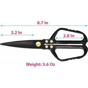 Kitchen Scissors - Heavy Duty Kitchen Shears with Stainless Steel Titanium-Coated Blades for Food, Poultry, Meat & Herbs - Sharp All Purpose Cooking Scissors Dishwasher Safe