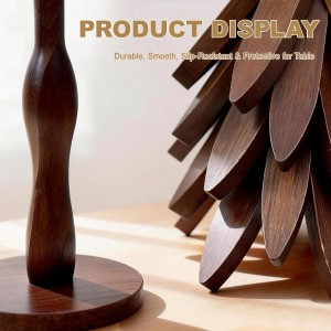 Wooden Tree Trivets for Hot Dishes, Foldable Kitchen Wooden Trivet for Pan, Pot, Bowl, Teapot, Hot Pot Holder, 5 Walnut Wood + 1 Stand stored Like a Christmas Tree (Walnut)