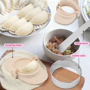 6 Pcs Ravioli Mold Set, Heart-Shaped Ravioli Maker​, Dumpling Press​, Wooden Rolling Pin​, Rolling Cutter, Dough Cutter​, Filling Spoon, for Home and Restaurant (COLOR:Pink)