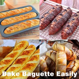 Perforated Baguette Pan 13-Inch 3 Wave Loaves Non-Stick Ultra-Ventilate French Bread, Hot Dog Buns, Sourdough, Italian Bread Tray 2.4-Inch Channel for Oven Baking 12.8