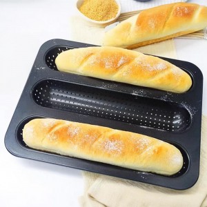 Perforated Baguette Pan 13-Inch 3 Wave Loaves Non-Stick Ultra-Ventilate French Bread, Hot Dog Buns, Sourdough, Italian Bread Tray 2.4-Inch Channel for Oven Baking 12.8
