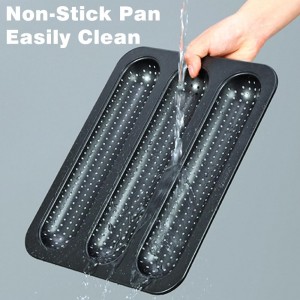 Perforated Baguette Pan 13-Inch 3 Wave Loaves Non-Stick Ultra-Ventilate French Bread, Hot Dog Buns, Sourdough, Italian Bread Tray 2.4-Inch Channel for Oven Baking 12.8