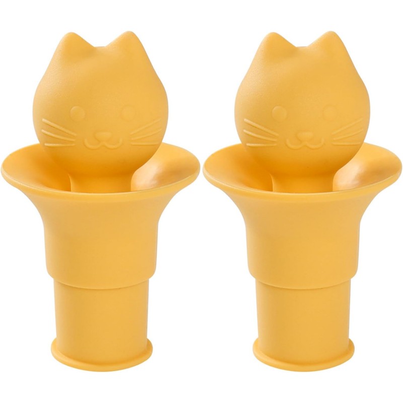 2025 New Cat Shaped Wine Stopper & Pourer | 2 Sets Reusable Silicone Seal Caps for Wine Bottles | Keep Beverage Fresh Kitchen Bars