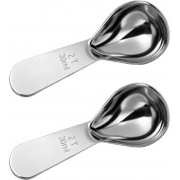 2 Pieces Coffee Scoop 2 Tablespoon Stainless Steel Measuring Spoons 30ml Metal Measuring Scooper Heavy Duty Short Handle Scooper for Canisters Coffee Beans Tea Sugar Flavourings