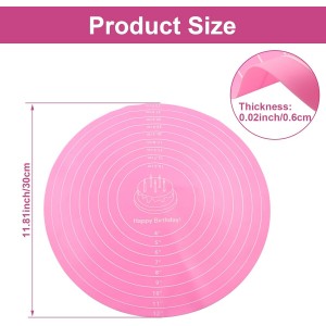 Zorfeter Silicone Cake Mat, 12 Inch Heat Resistant Baking Mat Non-Stick Cookie Pad, Reusable Round Pastry Mat for Baking Pizza/Rolling Dough