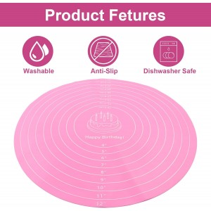 Zorfeter Silicone Cake Mat, 12 Inch Heat Resistant Baking Mat Non-Stick Cookie Pad, Reusable Round Pastry Mat for Baking Pizza/Rolling Dough