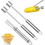 Professional Corn Peeler for Corn on the Cob, 2-Pack Stainless Steel Corn Stripper Tool with Long Handle & Safety Guard, Efficient Corn Kernel Remover for Kitchen, Wedding Favors, Party Supplies (2)
