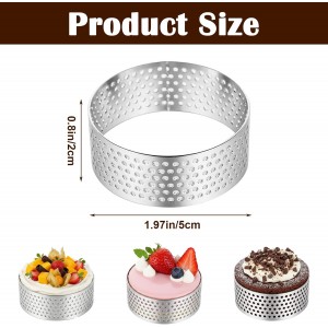 30 Pack 2 Inch Stainless Steel Tart Rings, Heat-Resistant Perforated Cake Mousse Ring, Round Rings Baking Doughnut Tools Small Fruit Tarte Ring Molds for Cooking Dessert