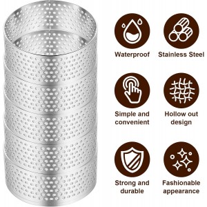 30 Pack 2 Inch Stainless Steel Tart Rings, Heat-Resistant Perforated Cake Mousse Ring, Round Rings Baking Doughnut Tools Small Fruit Tarte Ring Molds for Cooking Dessert