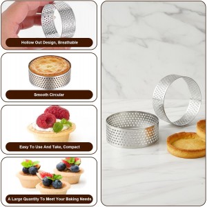 30 Pack 2 Inch Stainless Steel Tart Rings, Heat-Resistant Perforated Cake Mousse Ring, Round Rings Baking Doughnut Tools Small Fruit Tarte Ring Molds for Cooking Dessert
