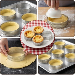 30 Pack 2 Inch Stainless Steel Tart Rings, Heat-Resistant Perforated Cake Mousse Ring, Round Rings Baking Doughnut Tools Small Fruit Tarte Ring Molds for Cooking Dessert