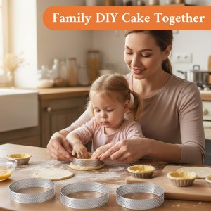 24PCS Perforated Tart Rings, 3.15 Inch Stainless Steel Round Cake Rings with Brush, Kitchen Metal Cookie Baking Ring Molds for Pastry French Dessert Mousse Food Crisp