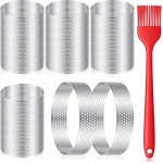 24PCS Perforated Tart Rings, 3.15 Inch Stainless Steel Round Cake Rings with Brush, Kitchen Metal Cookie Baking Ring Molds for Pastry French Dessert Mousse Food Crisp