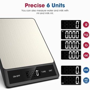 Mik-Nana Food Scale, Digital Kitchen Scale with 6 Units Tare Function & LCD Display, 11lb Stainless Steel Weight Grams and Ounces for Baking, Cooking and Meal Prep (Batteries Included)