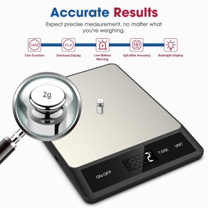 Mik-Nana Food Scale, Digital Kitchen Scale with 6 Units Tare Function & LCD Display, 11lb Stainless Steel Weight Grams and Ounces for Baking, Cooking and Meal Prep (Batteries Included)