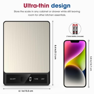 Mik-Nana Food Scale, Digital Kitchen Scale with 6 Units Tare Function & LCD Display, 11lb Stainless Steel Weight Grams and Ounces for Baking, Cooking and Meal Prep (Batteries Included)