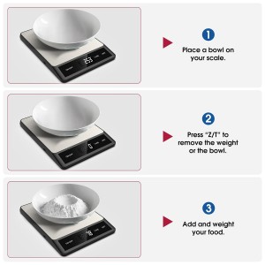 Mik-Nana Food Scale, Digital Kitchen Scale with 6 Units Tare Function & LCD Display, 11lb Stainless Steel Weight Grams and Ounces for Baking, Cooking and Meal Prep (Batteries Included)