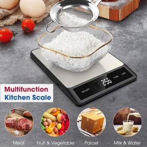 Mik-Nana Food Scale, Digital Kitchen Scale with 6 Units Tare Function & LCD Display, 11lb Stainless Steel Weight Grams and Ounces for Baking, Cooking and Meal Prep (Batteries Included)