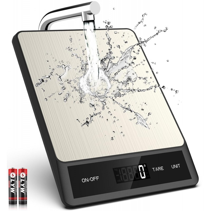 Mik-Nana Food Scale, Digital Kitchen Scale with 6 Units Tare Function & LCD Display, 11lb Stainless Steel Weight Grams and Ounces for Baking, Cooking and Meal Prep (Batteries Included)