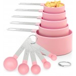 Measuring Cups and Spoons Set, 10 Pieces Stackable Measure Tools with Stainless Steel Handles, Kitchen Gadgets for Cooking & Baking (Pink)