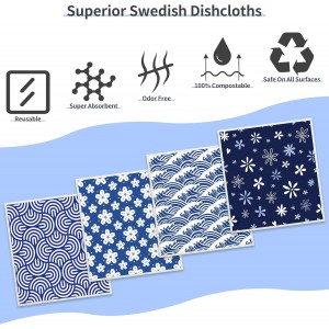 Swedish Dishcloths for Kitchen 8 Pack, Dish Towels with Clips Super Absorbent Cellulose Dish Cloths, Non-Scratch Reusable Paper Towels Washable, No Odor, Biodegradable, Dishwasher Safe