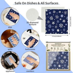 Swedish Dishcloths for Kitchen 8 Pack, Dish Towels with Clips Super Absorbent Cellulose Dish Cloths, Non-Scratch Reusable Paper Towels Washable, No Odor, Biodegradable, Dishwasher Safe