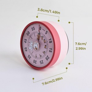 Kitchen Timer, Kitchen Countdown Cooking Reminder No Battery Required Magnetic Time Management Timer, Pink