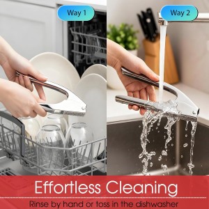 Garlic Press Heavy Duty Mincer and Peeler Set, Rust Proof 304 Stainless Steel Garlic Crusher, Easy-Squeeze Nut Ginger Chopper, Dishwasher Safe Kitchen Gadget