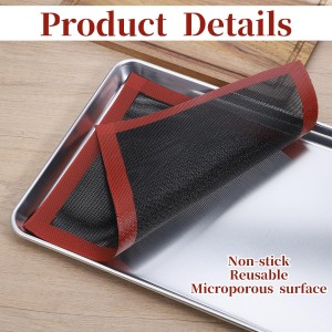 2 PCS Silicone Mat for Baking, Perforated Baking Mat Reusable Silicon Mats Oven Liners for Cookies, Bread, Pizza, Pastry Black/Red 15.7
